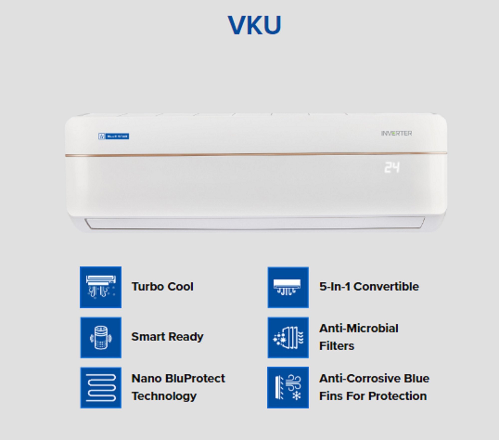 Bluestar 1.5 Ton 3 Star Inverter Split AC IA318VKU Tunmarg
